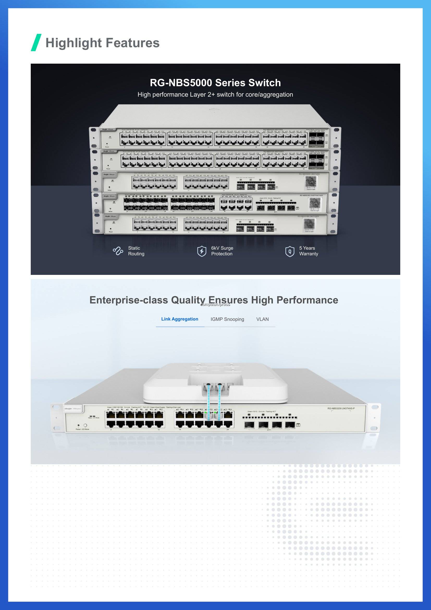 Ruijie Reyee NonPoE Switch RGNBS520024GT4XS, 24port Gigabit Layer 3